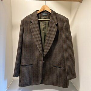 Harvé Benard Houndstooth Single Button Blazer // womens XL